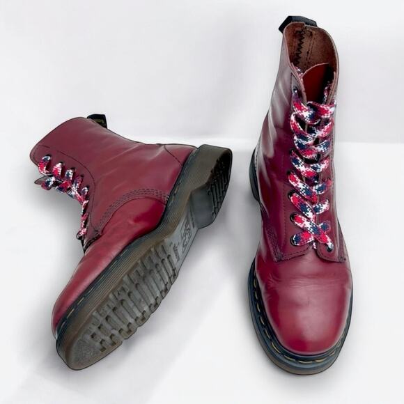 Dr. Doc Martens US7 Vintage 1980s England MIE Soft Red Pascal 8 Eyelet 1460 UK5 - Picture 1 of 11